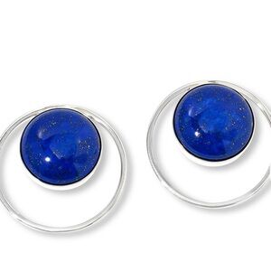 Jay King Sterling Silver Lapis Circle Earrings
